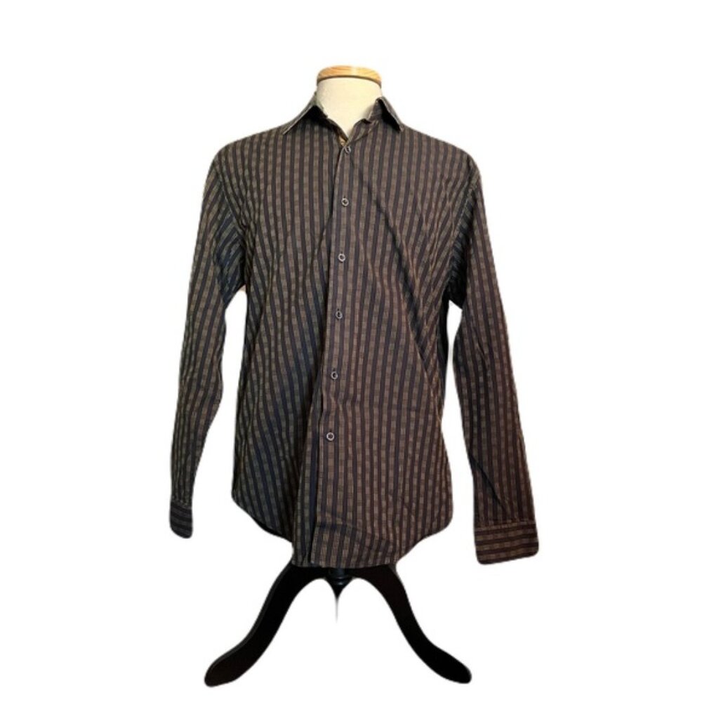 Robert Graham  Large  Black Stripe  Button Front Shirt